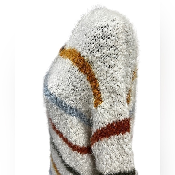 The Nines V-Neck Sweater Oversized Fit - Cream with Multi Stripe - Eyelash Yarn - Picture 5 of 10